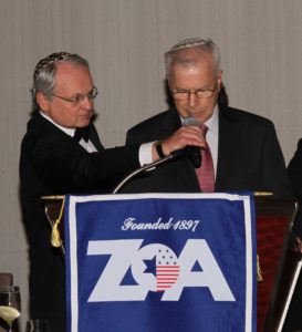 ZOA president Mort Klein (L) with ZOA chairman Dr. Michael Goldblatt at the Brandeis Award Dinner in 2011.